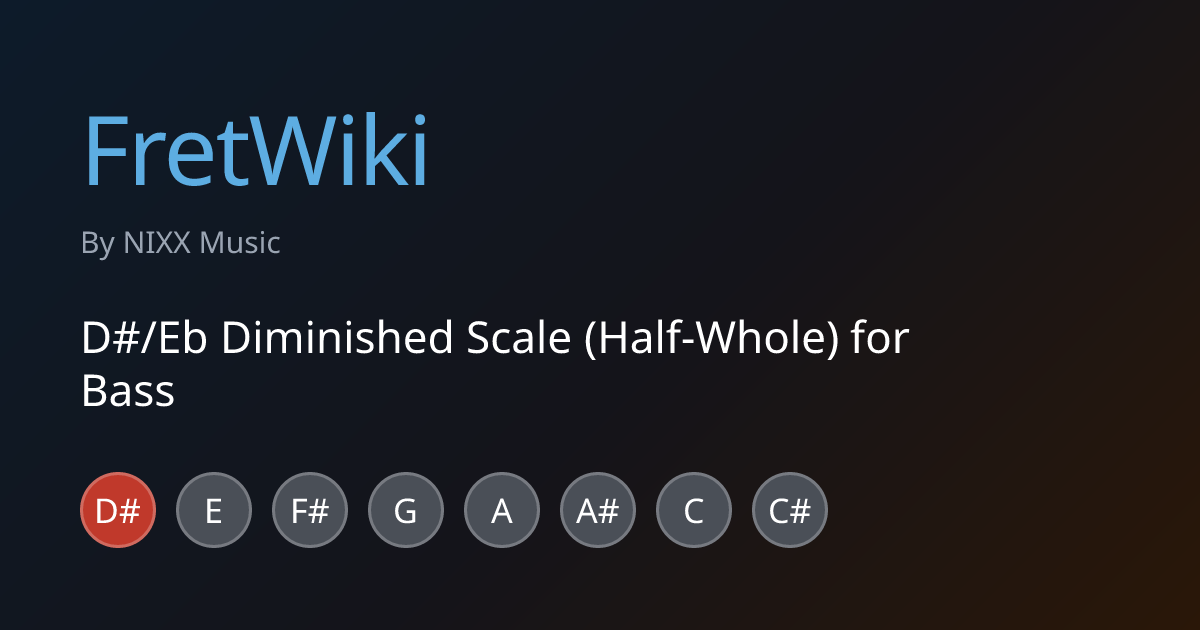 D#/Eb Diminished Scale (Half-Whole) for Bass | FretWiki